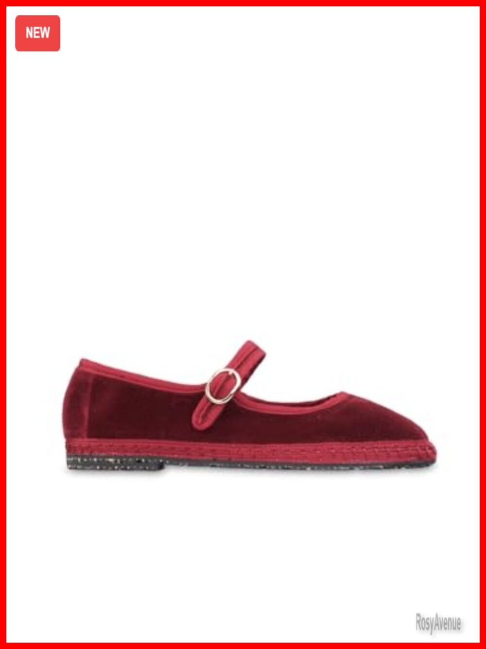 Velvet Mary Jane Flats Comfort Formal Round Toe Buckle Strap